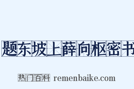 题东坡上薛向枢密书是什么意思的图片